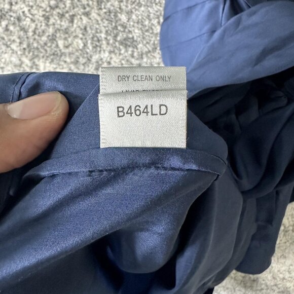 BCBGMAXAZRIA Dress Womens 2 Navy Gail 100% Silk Pleated V Neck Tie Back Mini Bow - Picture 7 of 8